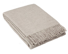 Cambridge Throw blanket made from 100% New Zealand wool in silver color, showcasing its thick and cozy texture.