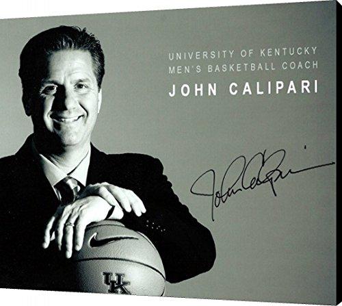 Canvas wall art featuring John Calipari of the Kentucky Wildcats, showcasing vibrant colors and a printed signature.