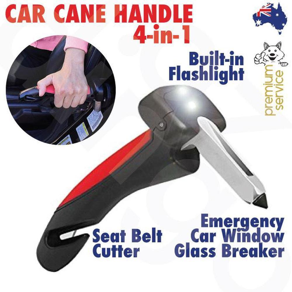 Car Cane Door Handle with LED flashlight, designed for elderly mobility assistance and safety.