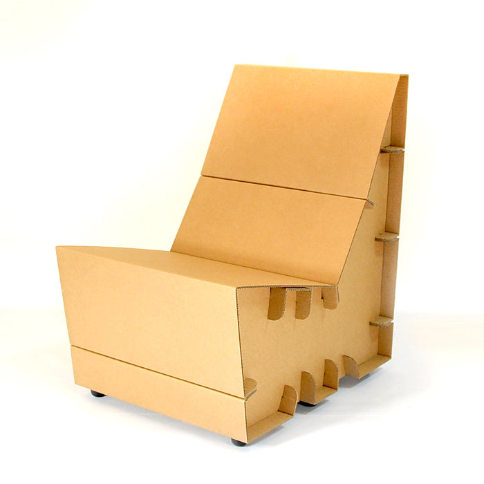 Set of two GLENDO cardboard armchairs showcasing modern design and eco-friendly materials, perfect for home or office use.