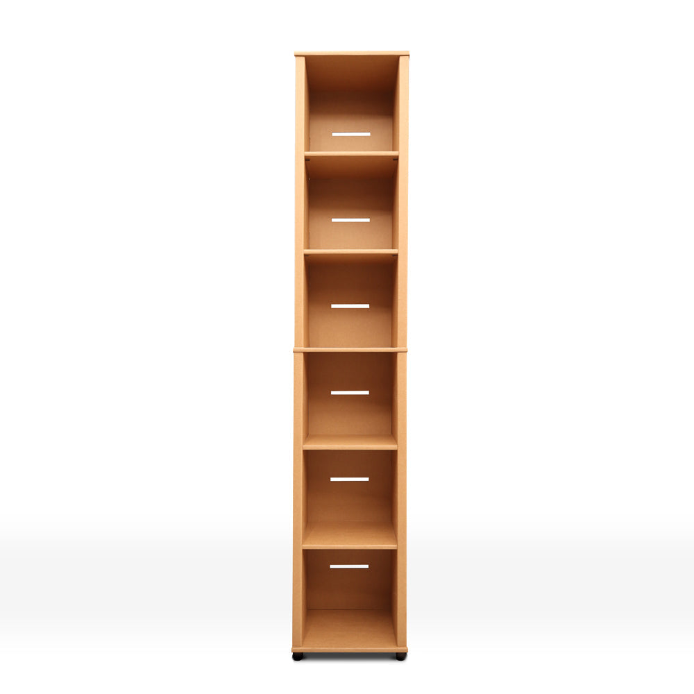 Cardboard Bookcase SINGLE with six shelves, showcasing a modern and versatile design suitable for various interior styles.