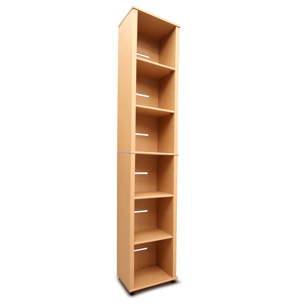 Cardboard Bookcase SINGLE with six shelves, showcasing a modern and versatile design suitable for various interior styles.