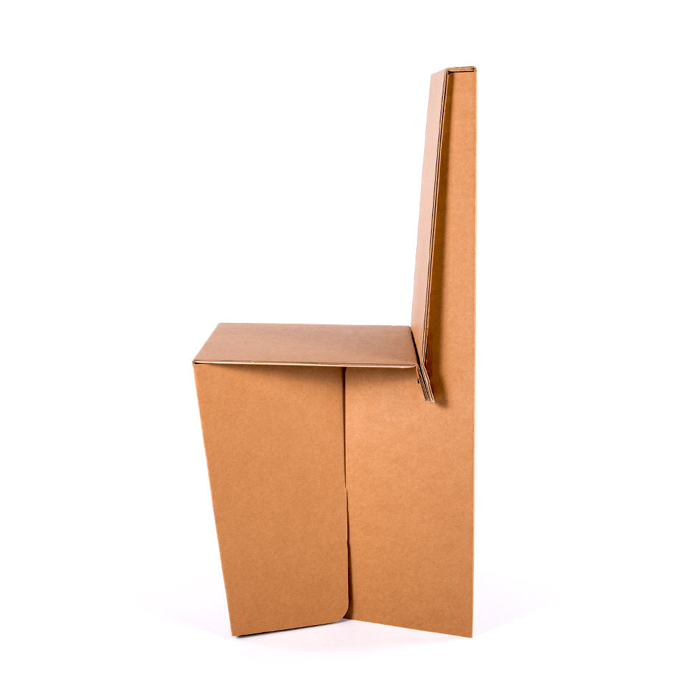 GARFIELD Cardboard Chair in natural beige color, showcasing its lightweight and modern design, perfect for sustainable living.