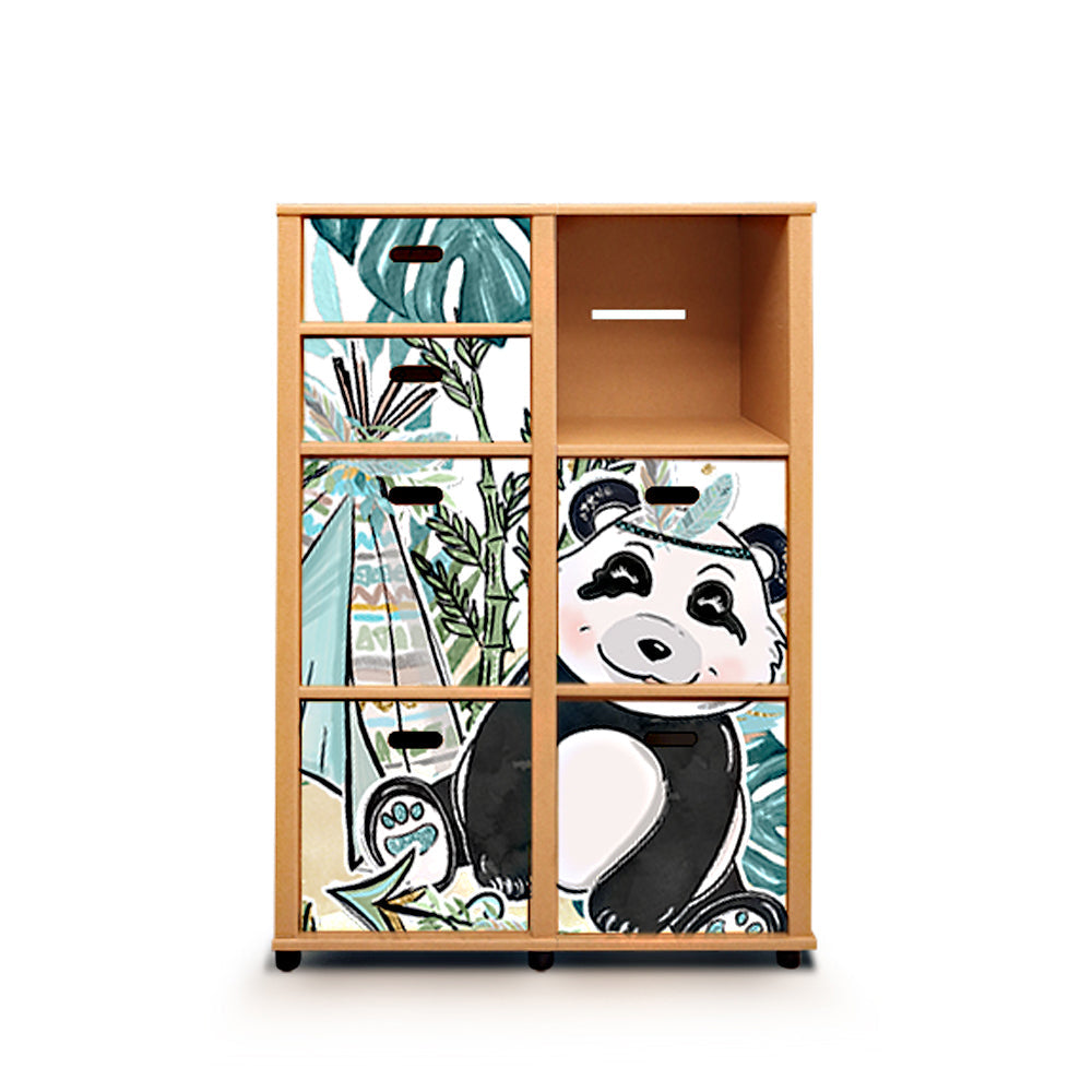 PANDA Cardboard Chest of Drawers featuring multiple drawers and a stylish design, perfect for storage solutions.