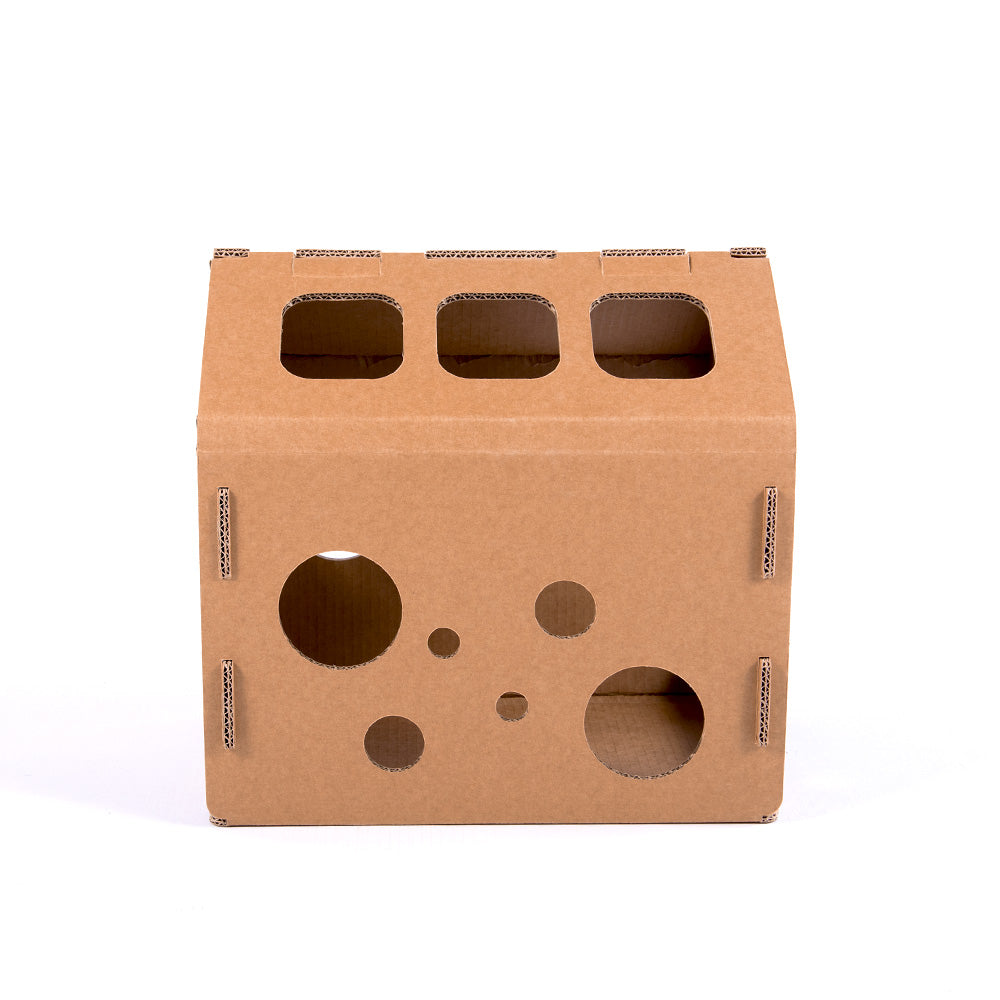 SNOOPY cardboard dog house in beige color, designed for small dogs, made from eco-friendly recyclable material.