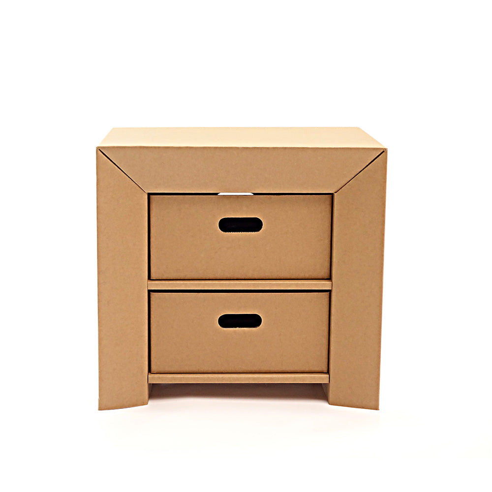 Cardboard Medium Drawer for NEW WORLD shelving collection, showcasing its dimensions and design.