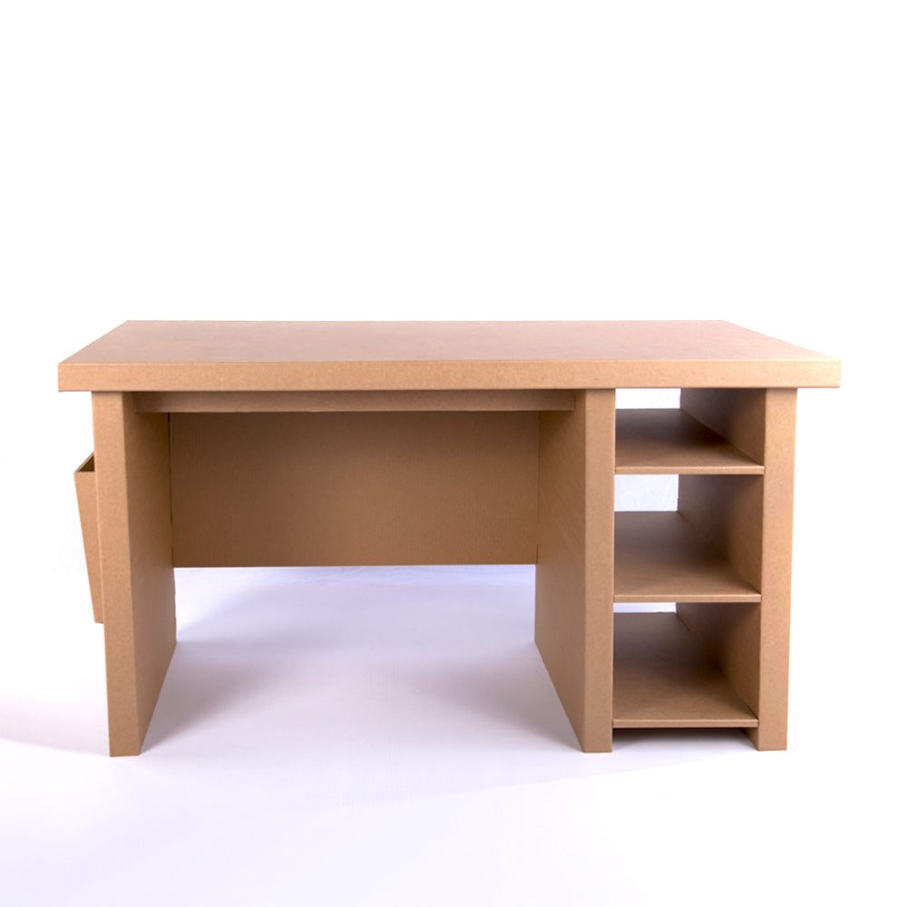 UTILE Cardboard Study Office desk made of 100% recyclable kraft cardboard, featuring a natural beige color and a spacious design for studying and working.