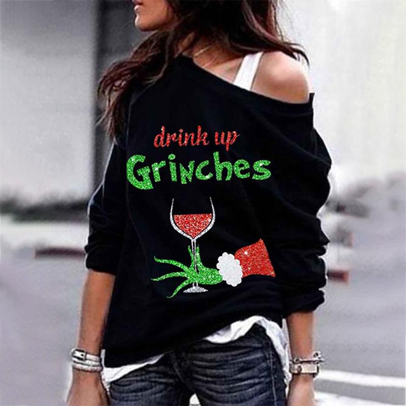 A colorful cartoon sequined long-sleeved sweater featuring a festive Christmas print, perfect for winter wear.