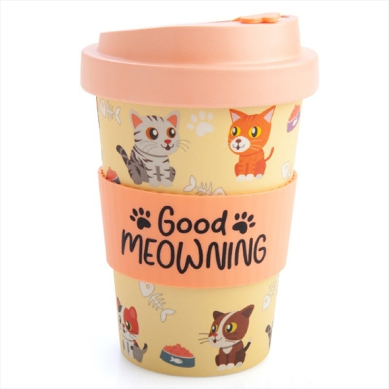 A stylish Cat Bamboo Cup featuring an adorable cat design, perfect for eco-friendly beverage enjoyment.