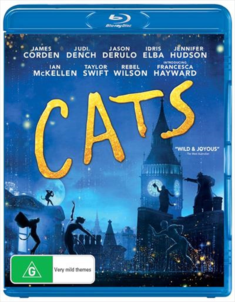 Cats Blu-ray cover featuring the Jellicle cats in a vibrant, colorful design.