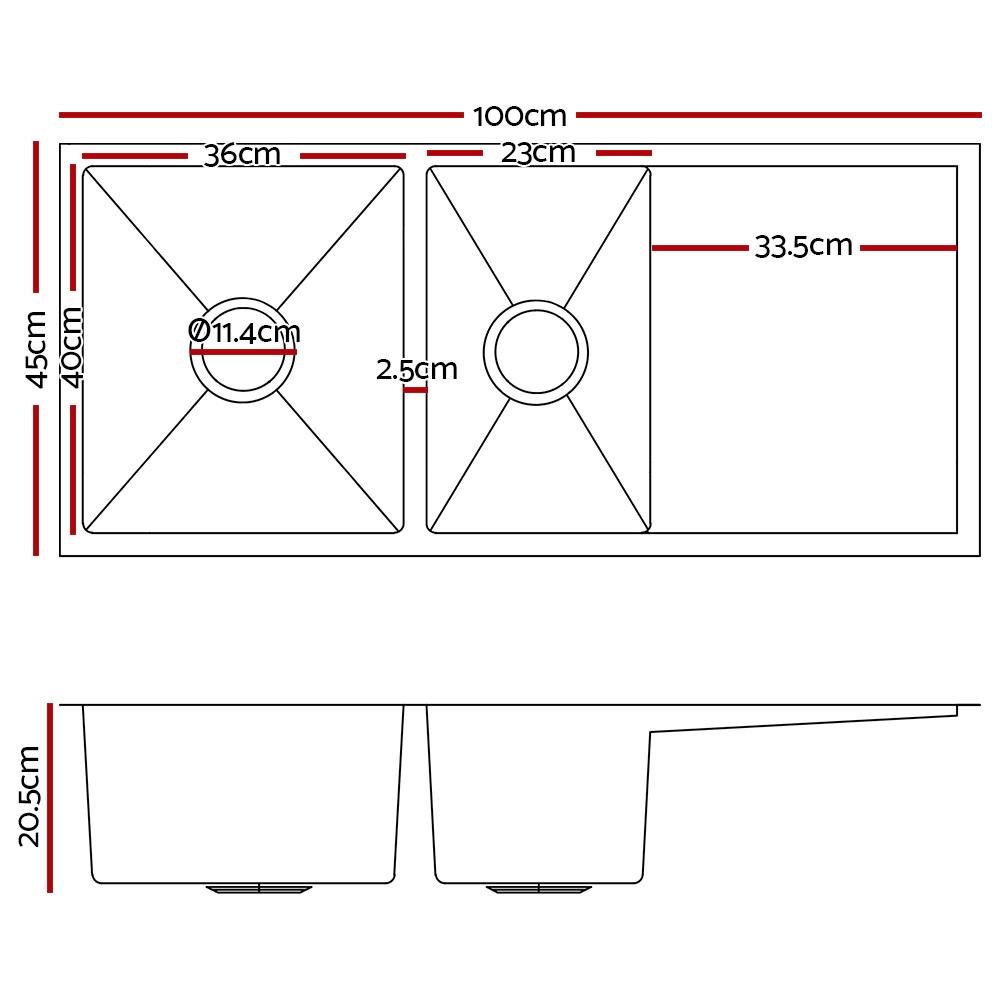 Cefito 100cm x 45cm Stainless Steel Kitchen Sink showcasing its sleek design and high-quality finish.