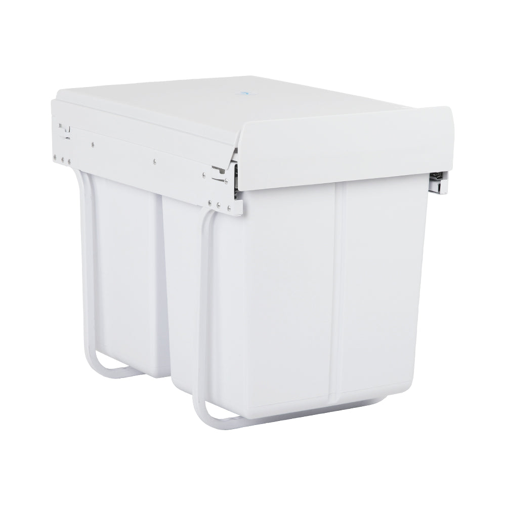 Cefito 2x20L Pull Out Bin in white, featuring dual compartments and a sleek design for efficient waste sorting in the kitchen.