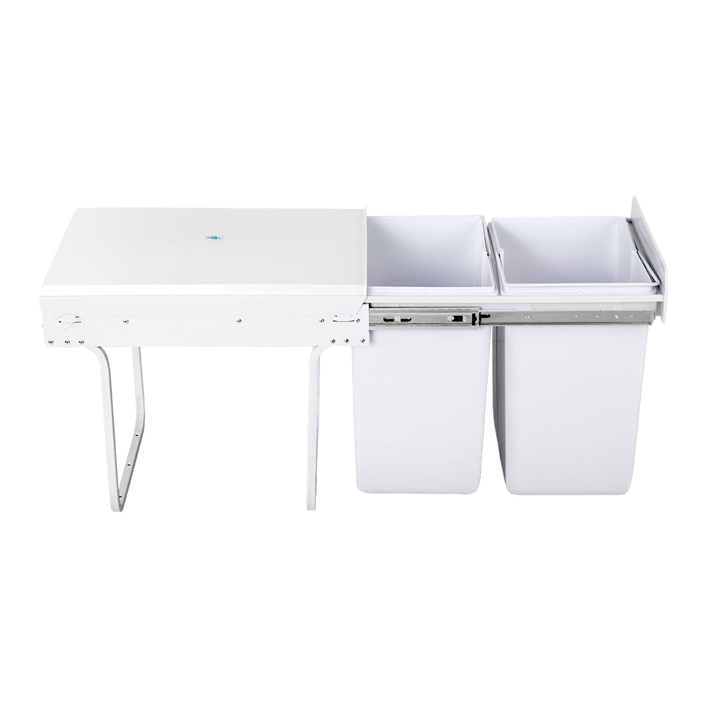 Cefito 2x20L Pull Out Bin in white, featuring dual compartments and a sleek design for efficient waste sorting in the kitchen.