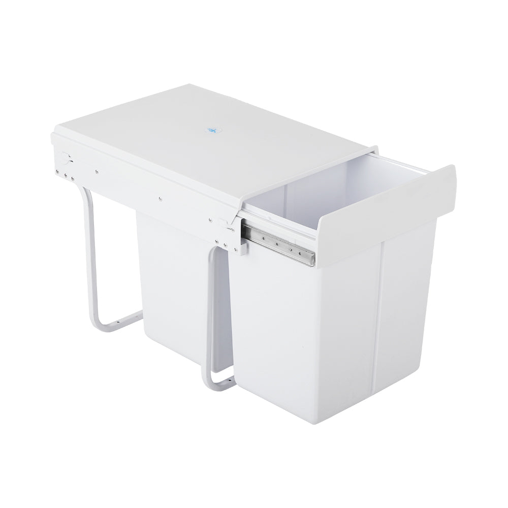 Cefito 2x20L Pull Out Bin in white, featuring dual compartments and a sleek design for efficient waste sorting in the kitchen.