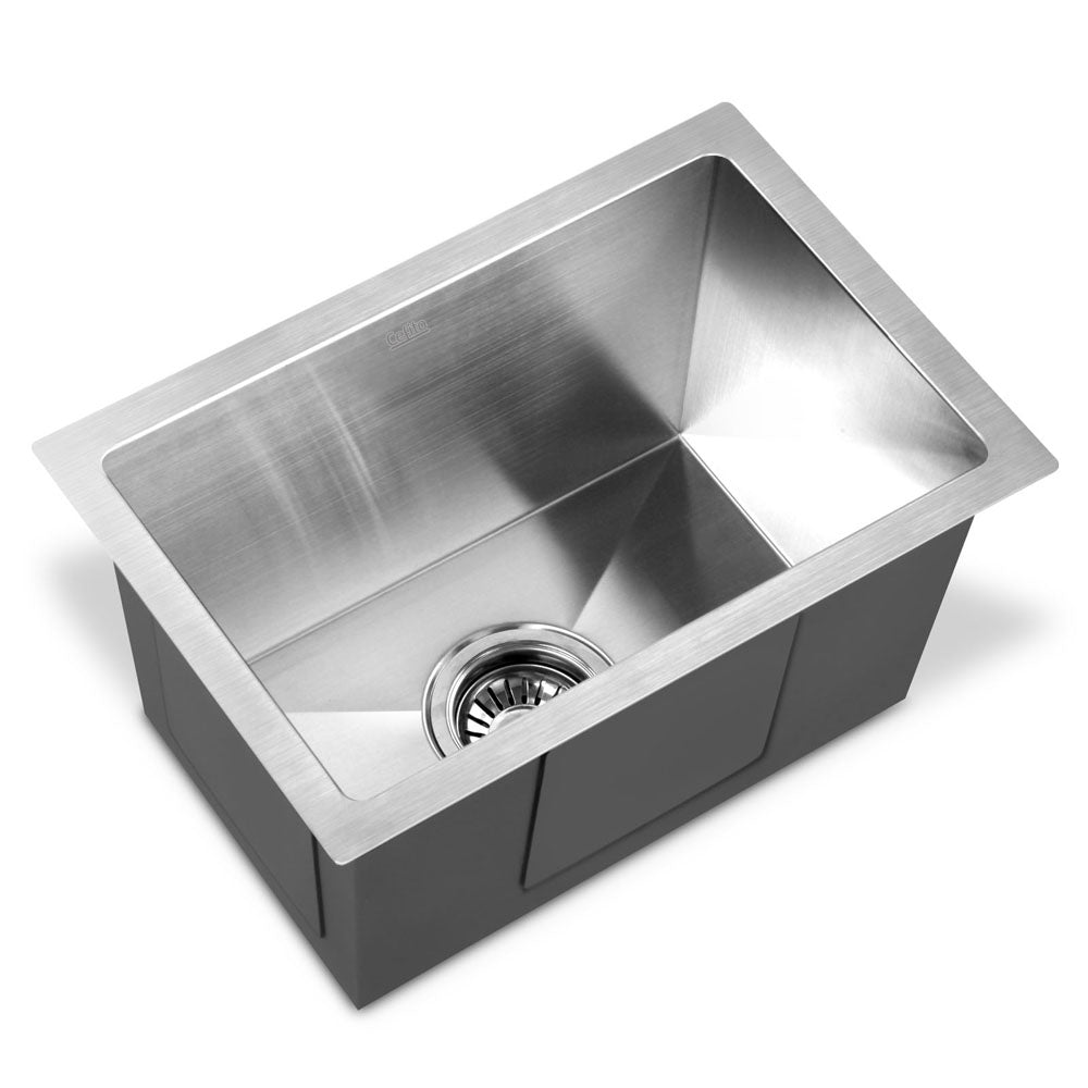 Cefito 30cm x 45cm stainless steel kitchen sink with satin finish and rounded corners, showcasing its durable and modern design.