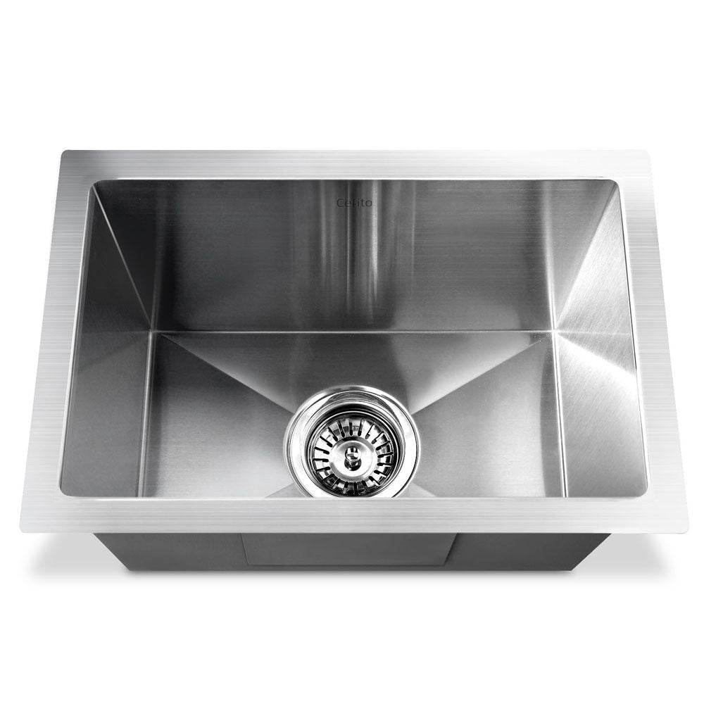 Cefito 30cm x 45cm stainless steel kitchen sink with satin finish and rounded corners, showcasing its durable and modern design.