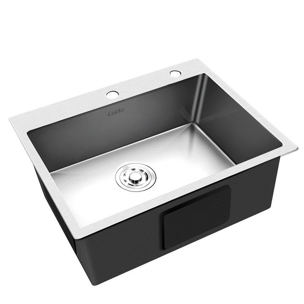 Cefito 55cm x 45cm Stainless Steel Kitchen Sink with satin finish and rounded corners, showcasing its modern design and durability.