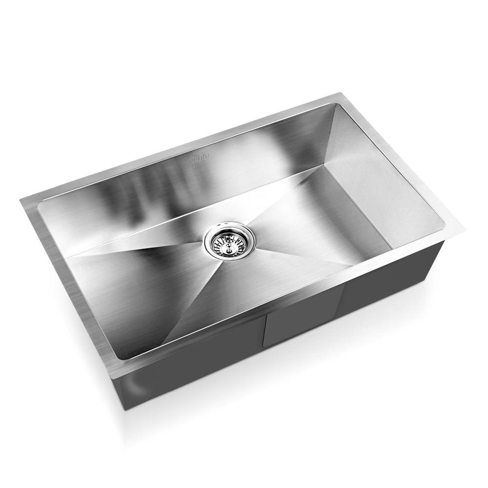 Cefito 70cm x 45cm Stainless Steel Kitchen Sink showcasing its sleek design and satin finish, ideal for modern kitchens.