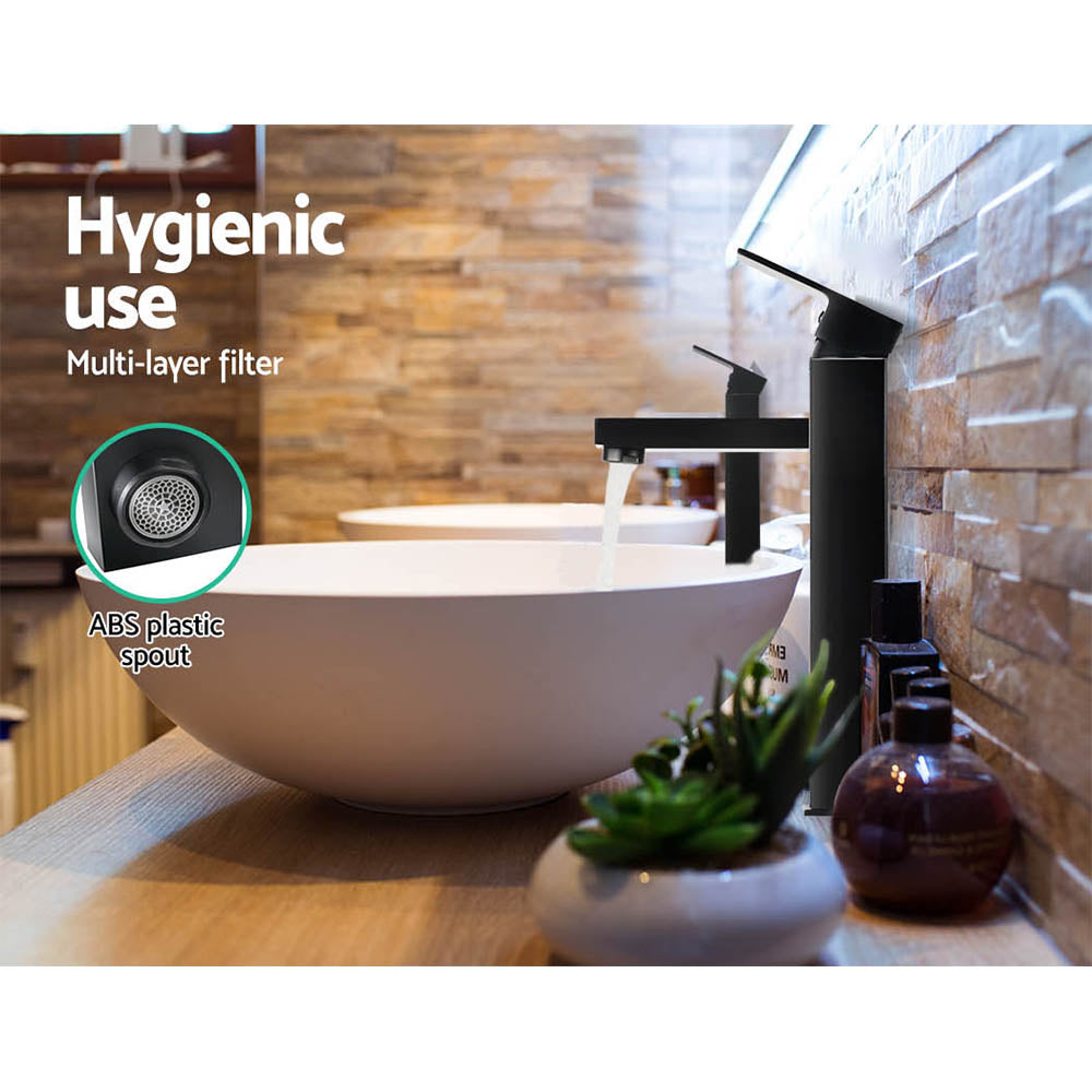 Cefito Basin Mixer Tap Faucet in matte black finish, showcasing its sleek design and high-quality materials.