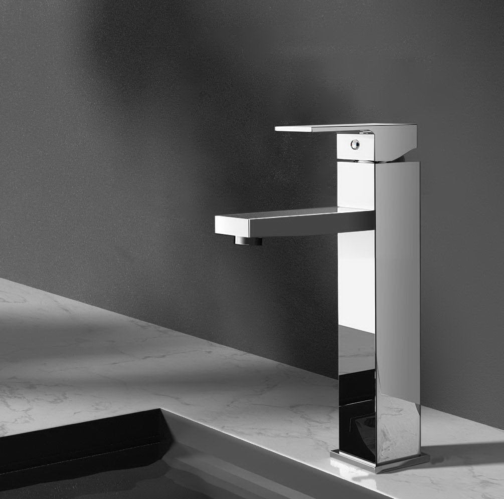 Cefito Basin Mixer Tap Faucet in Silver, showcasing its sleek design and high-quality materials.