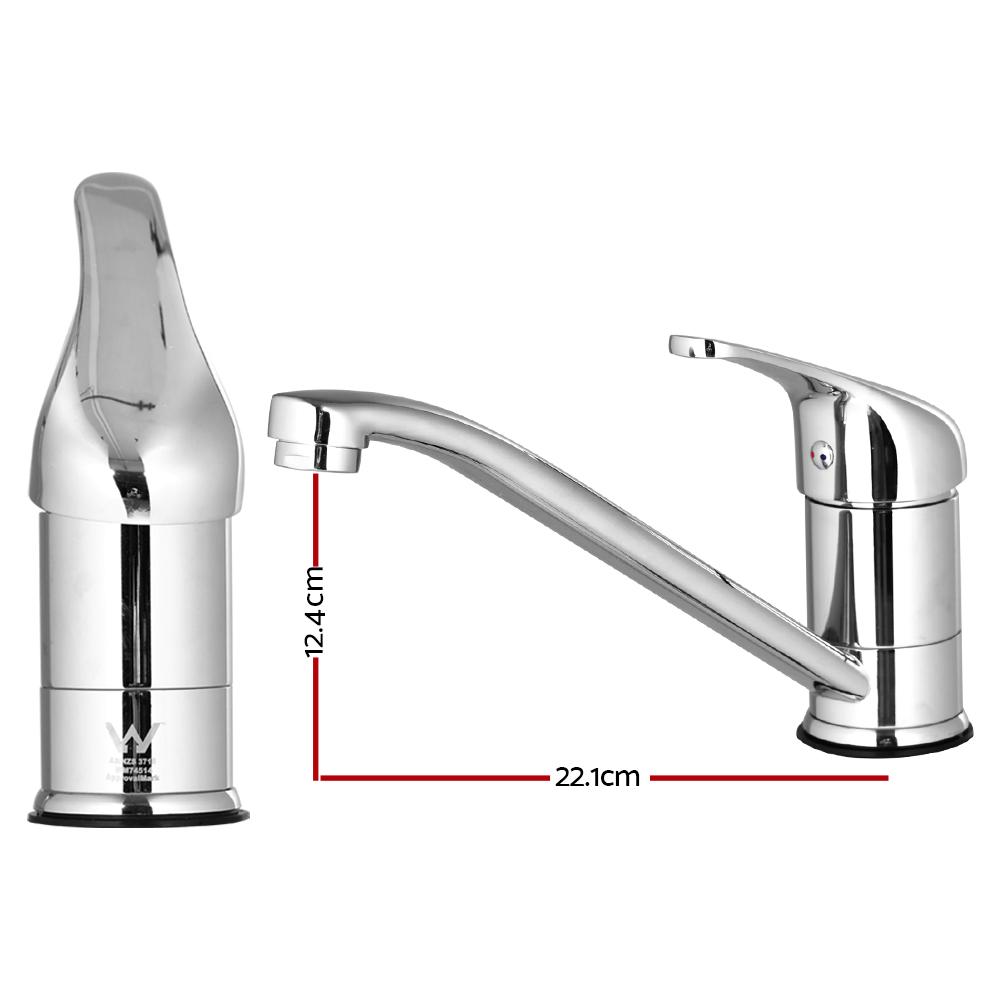 Cefito Basin Mixer Tap in Silver showcasing its sleek design and high-quality materials.