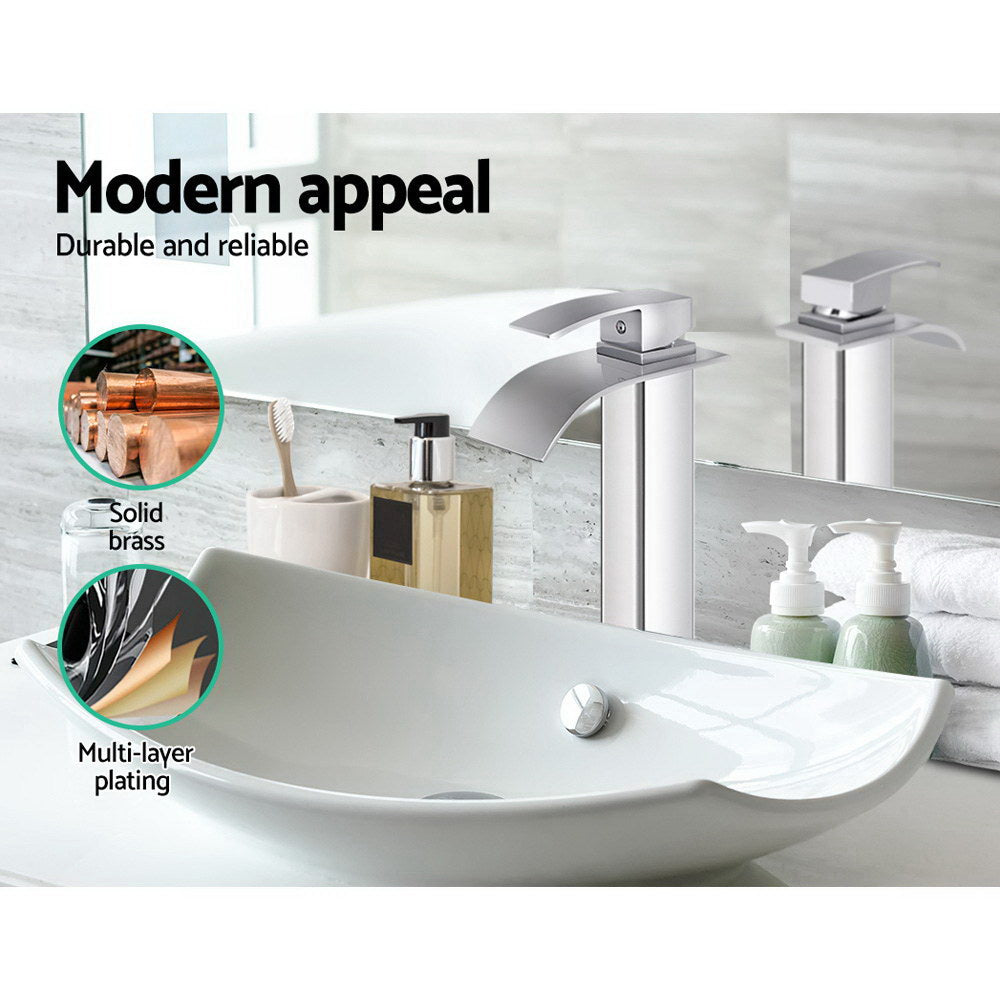 Cefito Basin Mixer Tap in silver finish, showcasing its sleek design and high-quality materials.