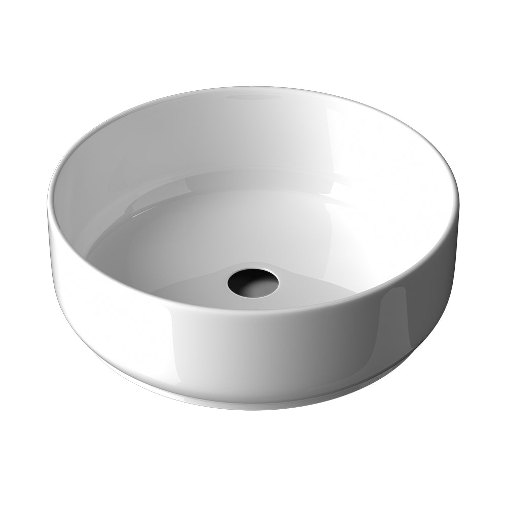 Cefito Bathroom Basin Ceramic Vanity Basin in white, featuring a round shape and high-gloss finish, perfect for modern bathrooms.