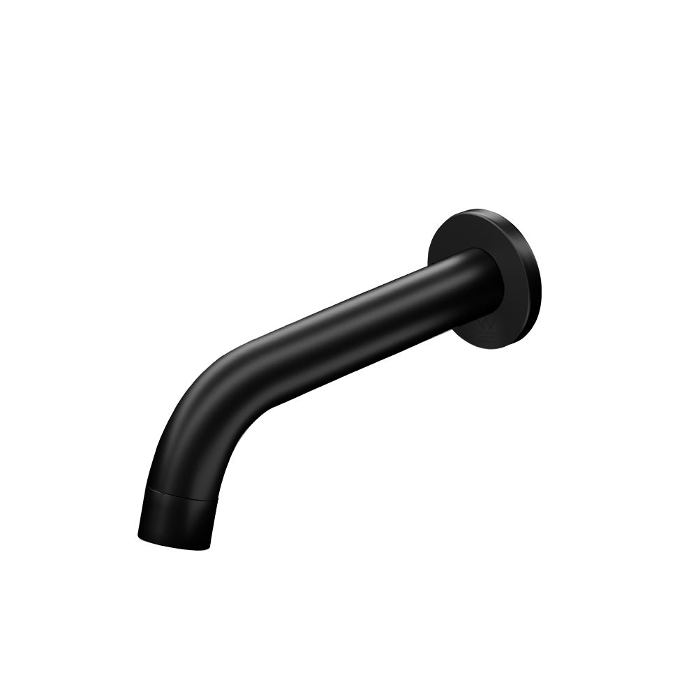 Cefito wall-mounted spout faucet in matte black finish, designed for basins and bathtubs, showcasing modern elegance and durability.