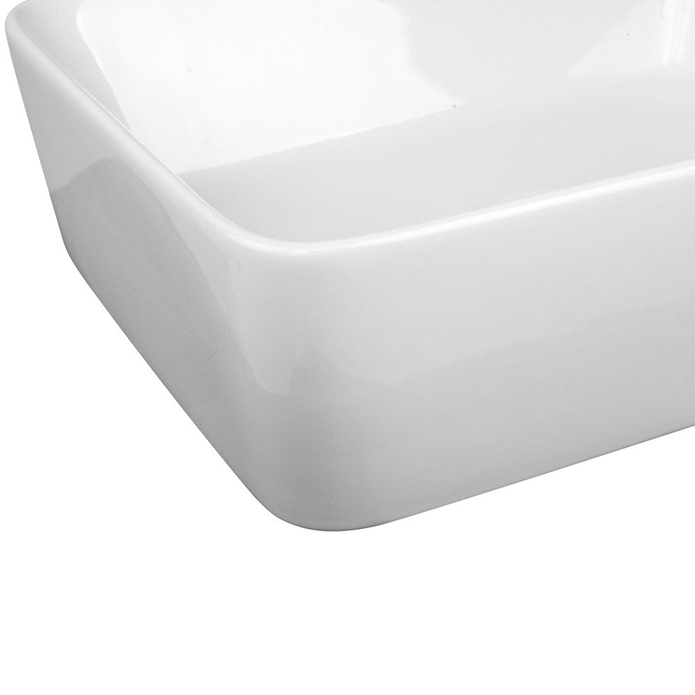 Cefito Ceramic Rectangle Sink Bowl in White, showcasing its elegant design and high gloss finish.