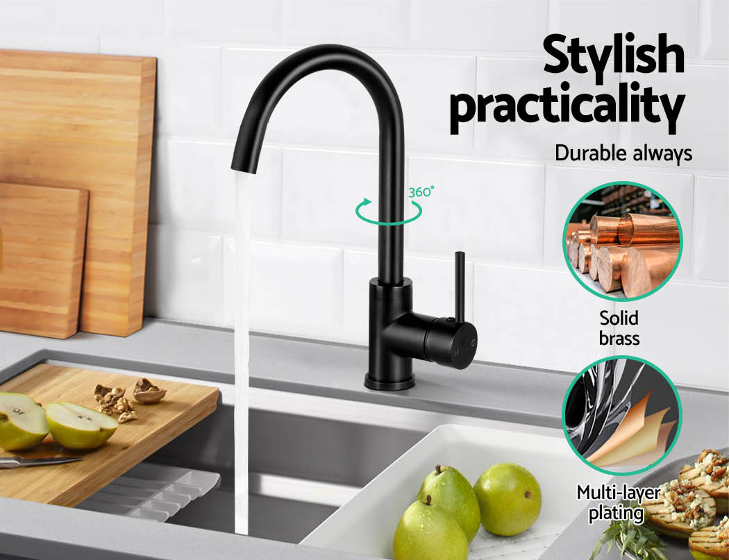 Cefito Kitchen Mixer Faucet Tap in matte black finish, showcasing its sleek design and modern features.