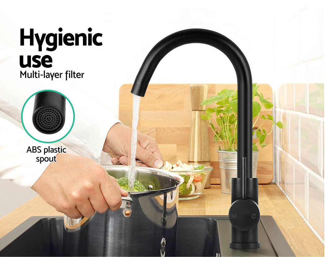 Cefito Kitchen Mixer Faucet Tap in matte black finish, showcasing its sleek design and modern features.