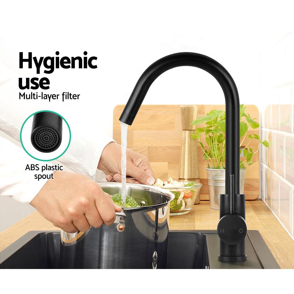 Cefito Kitchen Mixer Faucet Tap in sleek black finish, showcasing its modern design and high-quality materials.