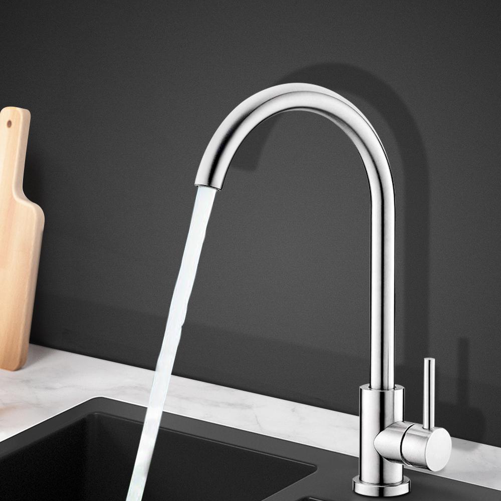 Cefito Mixer Faucet Tap in Silver, showcasing its sleek design and durable materials, perfect for modern kitchens.