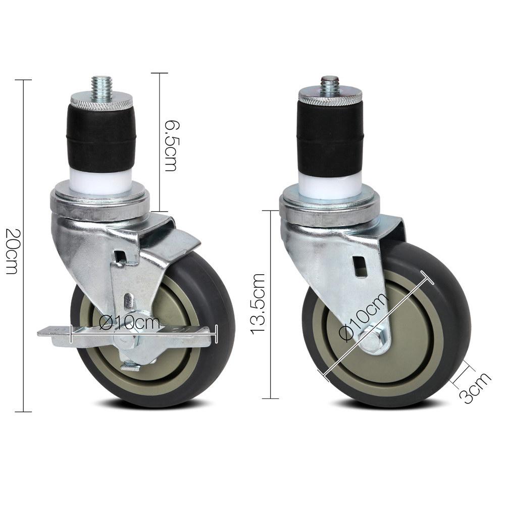 Cefito Set of 4 swivel castor wheels with rubber material and side lock brake, designed for heavy-duty use and easy installation.