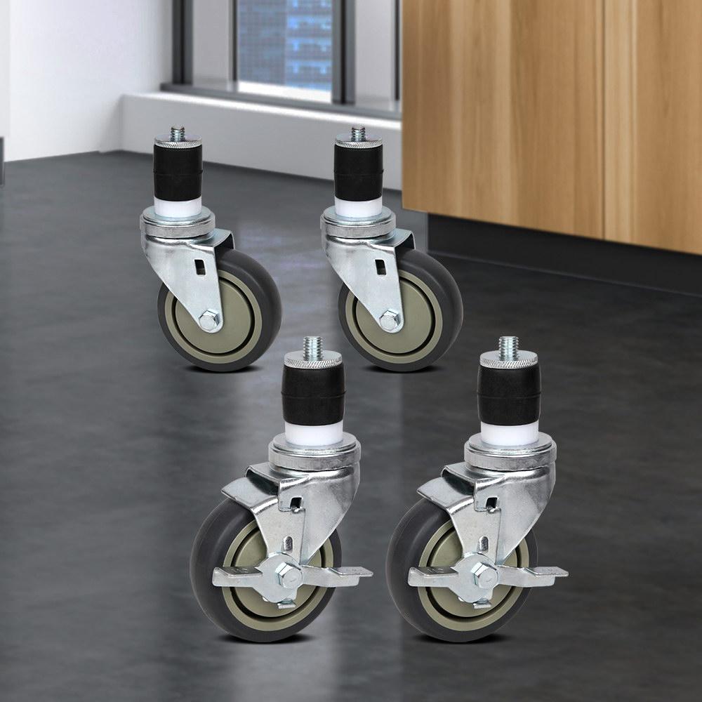 Cefito Set of 4 swivel castor wheels with rubber material and side lock brake, designed for heavy-duty use and easy installation.