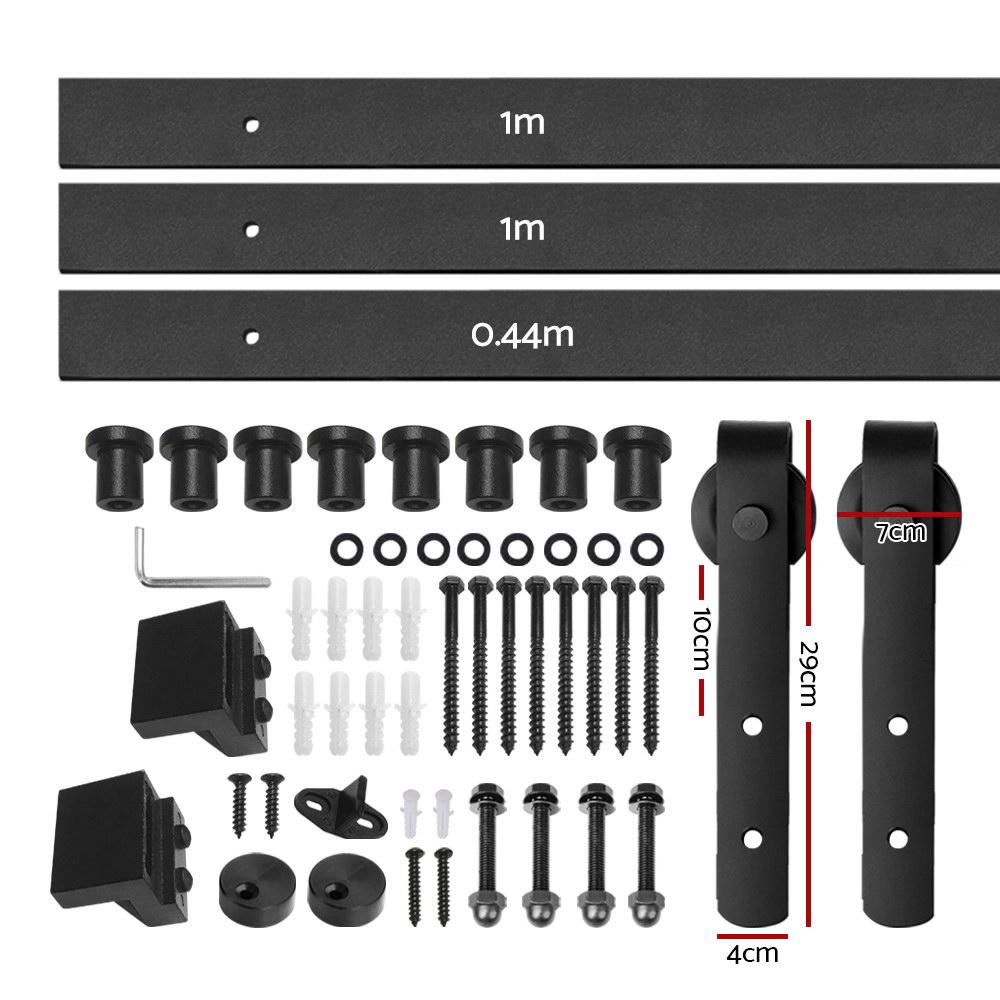 Cefito Sliding Barn Door Hardware Track Set featuring a matte black finish and premium quality components for smooth door operation.