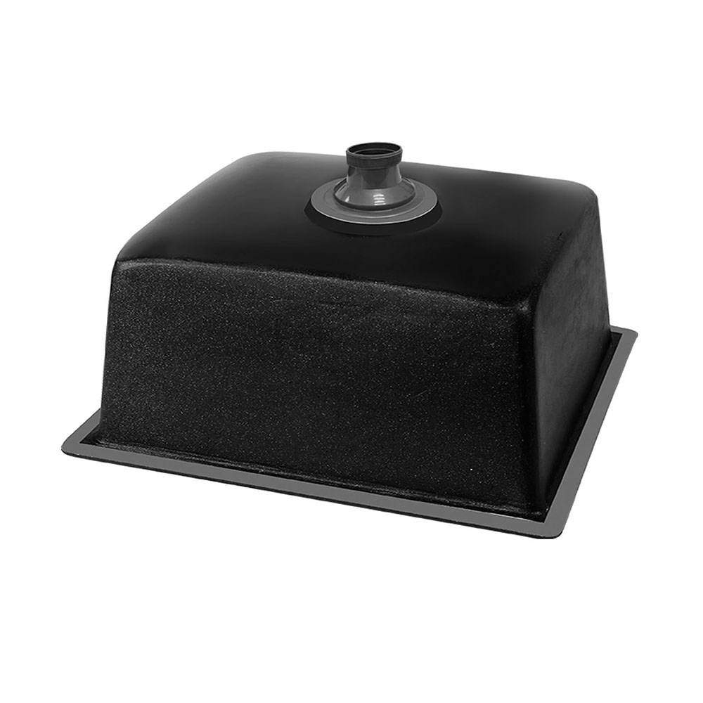 Cefito Stone Kitchen Sink 610X470MM in black granite, showcasing its sleek design and silky textured surface.