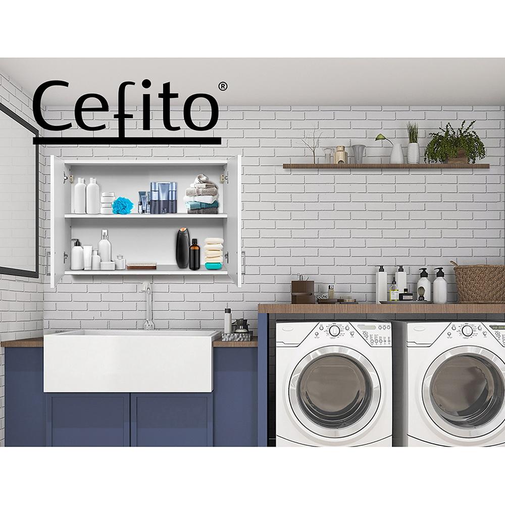 Cefito Wall Cabinet in white, showcasing its sleek design and adjustable shelves, perfect for organizing any room.