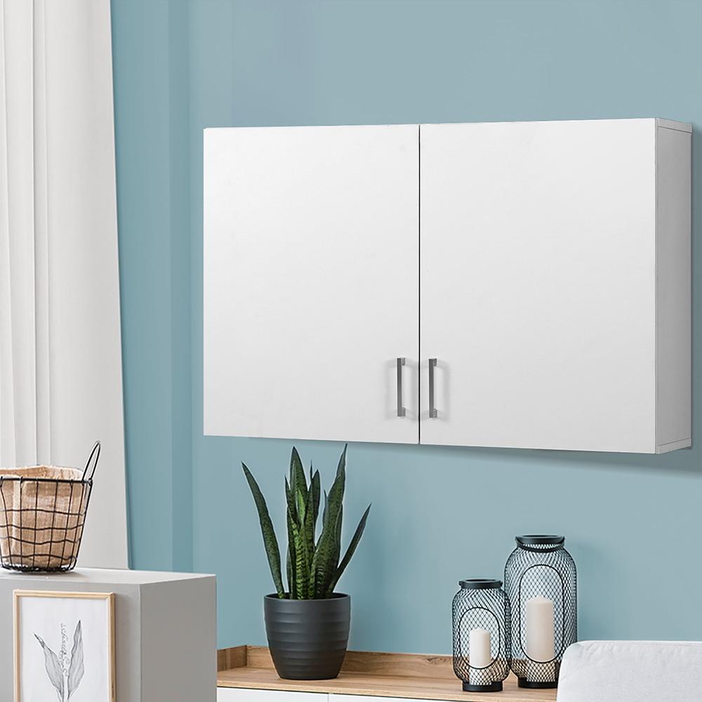 Cefito Wall Cabinet in white, showcasing its sleek design and adjustable shelves, perfect for organizing any room.