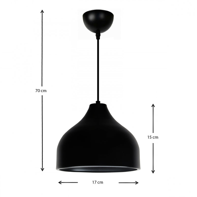 Ceiling Lamp BULB in black, featuring a sleek metallic design with a height of 70cm and a diameter of 17cm, ideal for modern interiors.