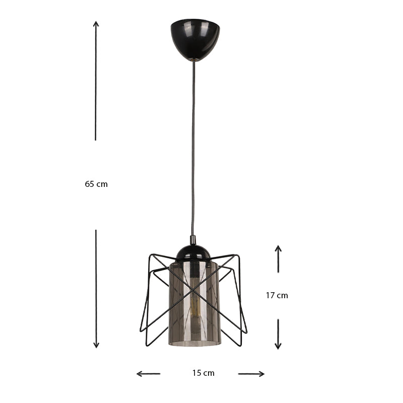 BUZZ Ceiling Lamp in black, featuring a sleek metallic design, dimensions 15x15x70 cm, ideal for modern interiors.