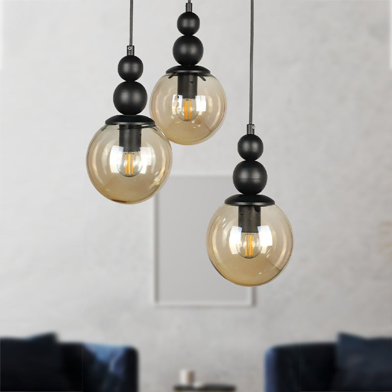 Stylish black metallic ESTETICO E27 ceiling lamp with three bulbs, dimensions 30x30x85 cm, perfect for modern interiors.