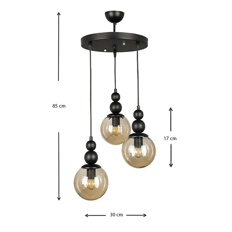 Stylish black metallic ESTETICO E27 ceiling lamp with three bulbs, dimensions 30x30x85 cm, perfect for modern interiors.