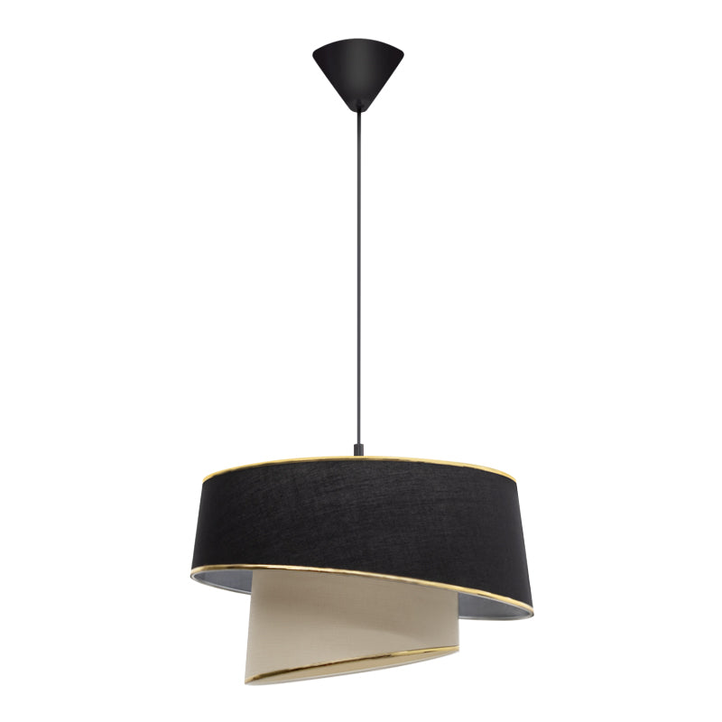 HULIO Ceiling Lamp in black and cream, showcasing its elegant design and dimensions of 32x32x70 cm.