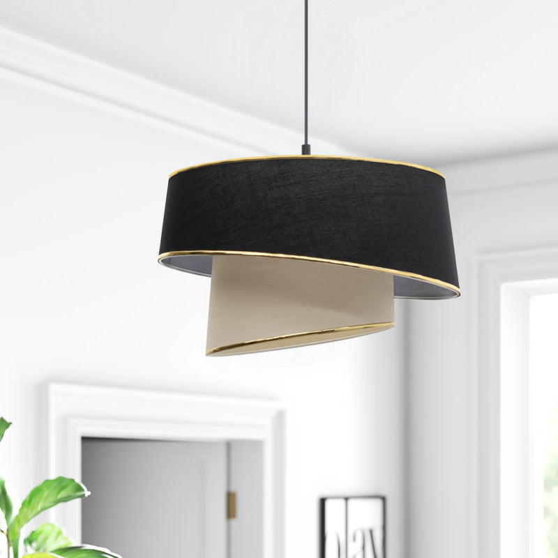 HULIO Ceiling Lamp in black and cream, showcasing its elegant design and dimensions of 32x32x70 cm.