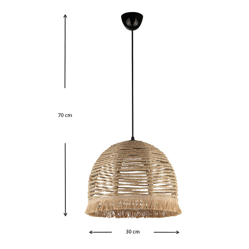 IGLU Ceiling Lamp made of natural rope, dimensions 30x30x70cm, designed for E27 bulb, ideal for home and business use.