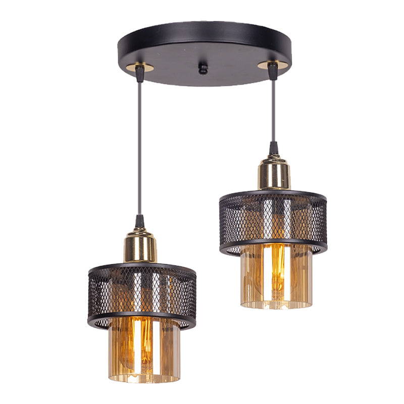 MADEIRA Ceiling Lamp in black and gold, featuring a circular glass shade and a sturdy metal frame, measuring 25x25x65 cm.