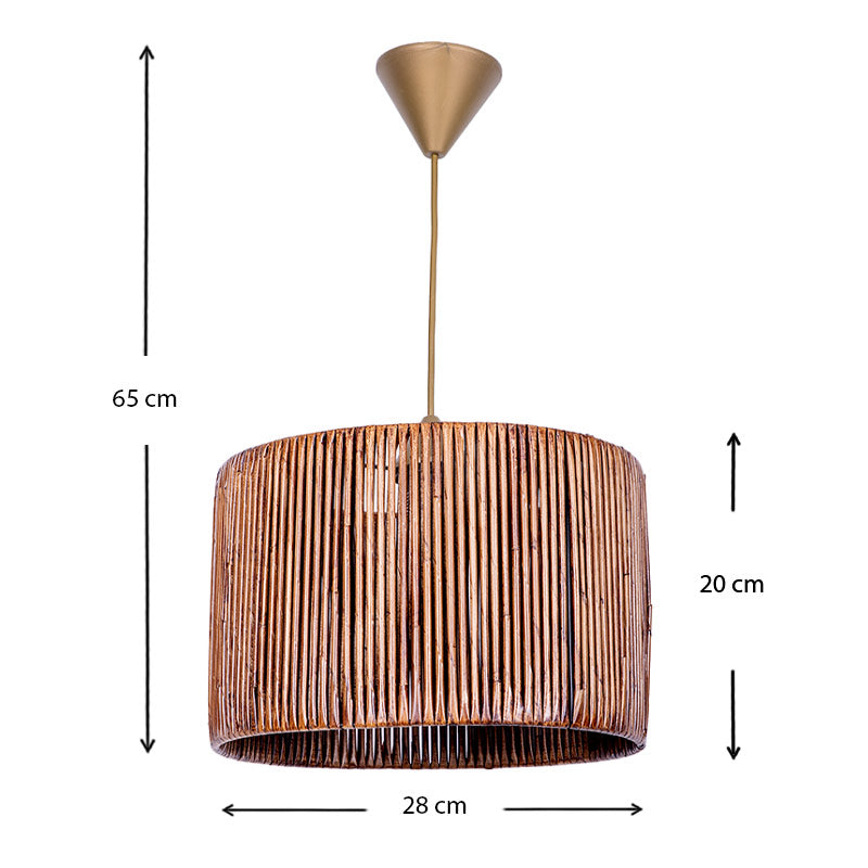 THOMAS Brown Ceiling Lamp with paper shade, dimensions 28x28x65 cm, ideal for home and commercial use.