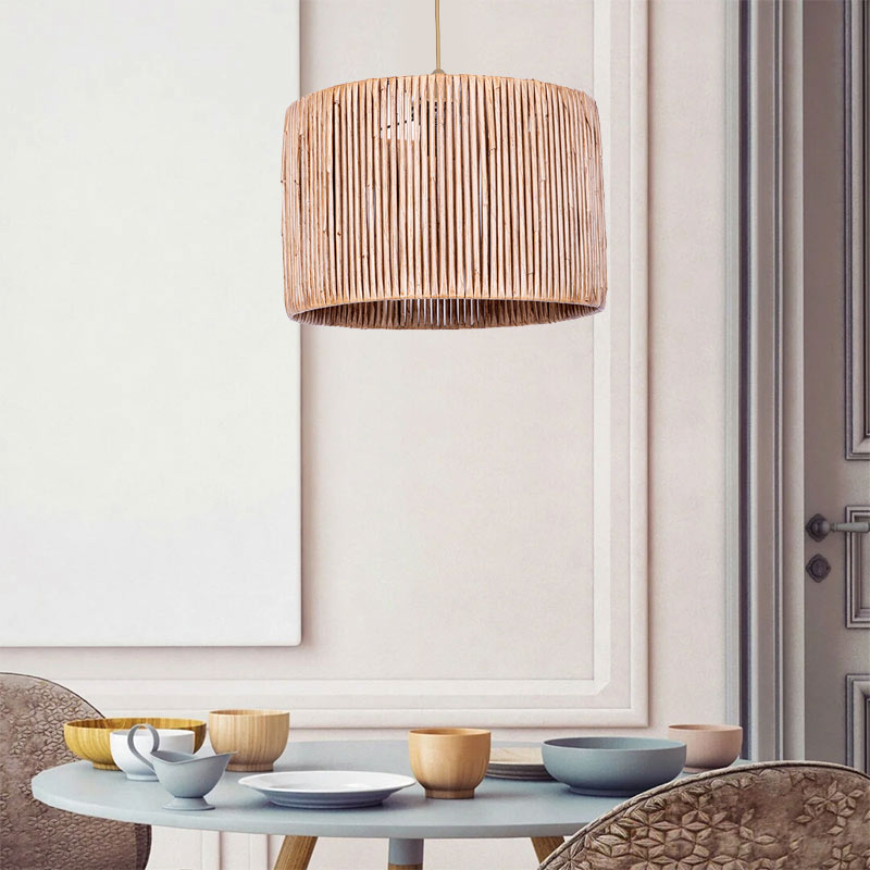 THOMAS Natural Ceiling Lamp in natural color, showcasing its elegant design and dimensions of 28x28x65 cm.