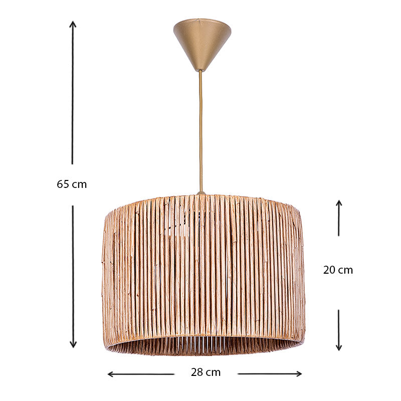 THOMAS Natural Ceiling Lamp in natural color, showcasing its elegant design and dimensions of 28x28x65 cm.